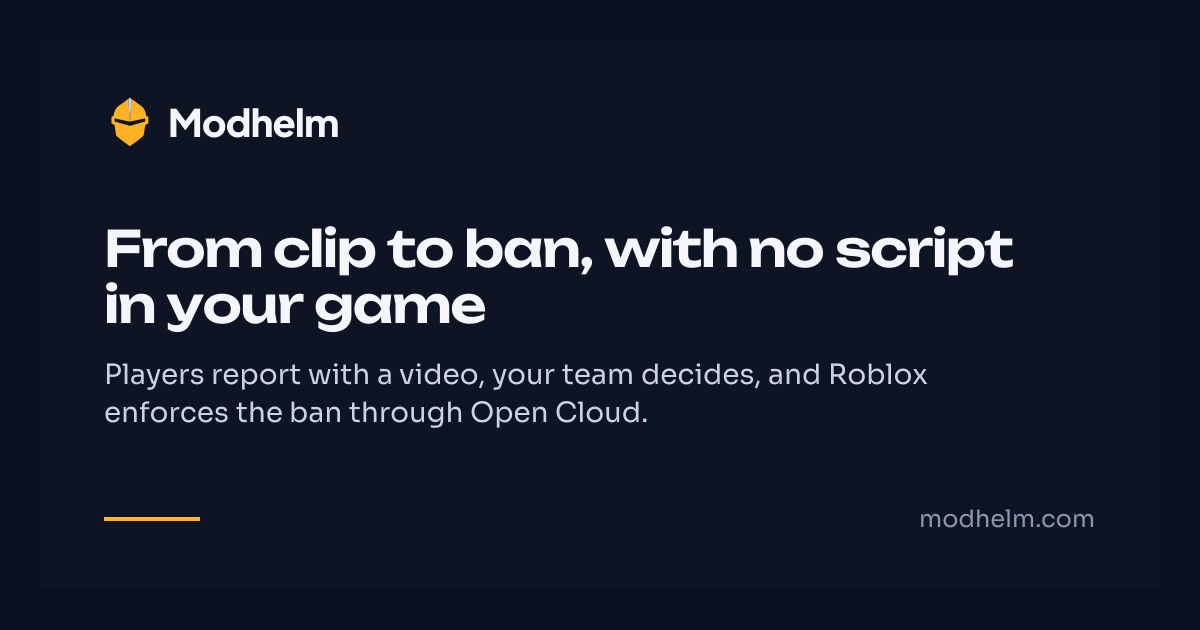 Modhelm · Fair moderation for Roblox games